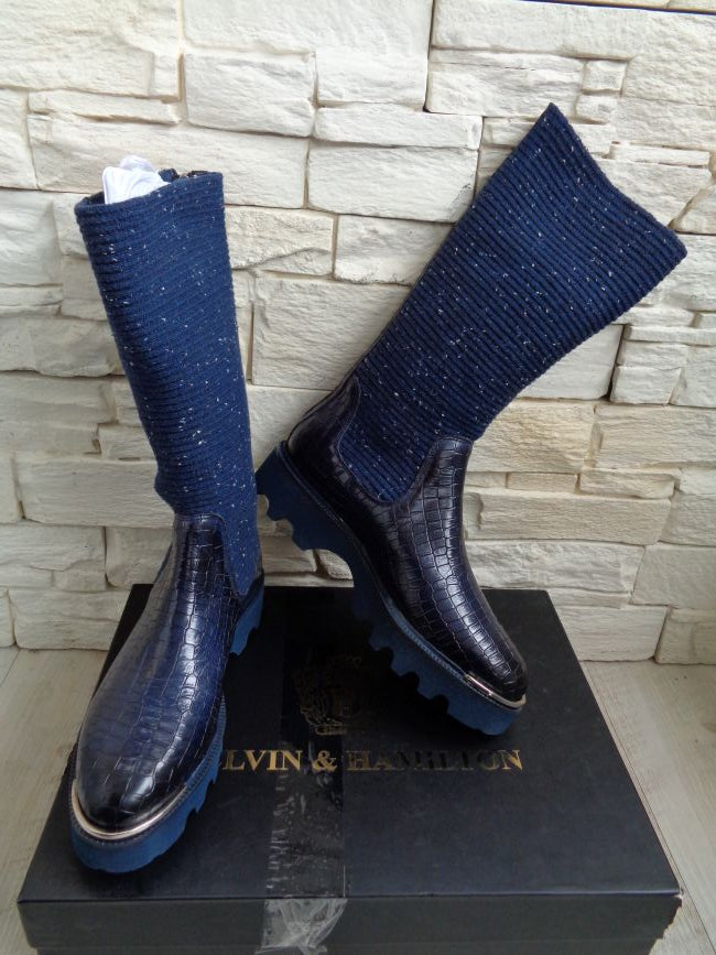 Bottes Elena 9 Vegas Crock Navy Textile Brina