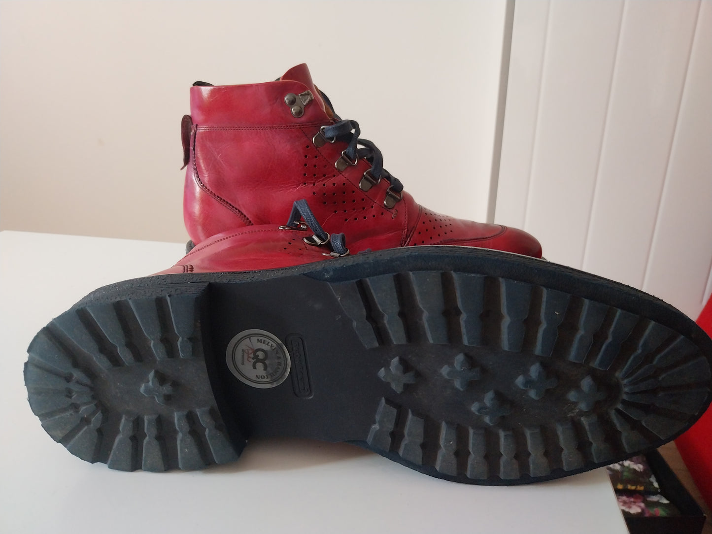 Red ankle boots