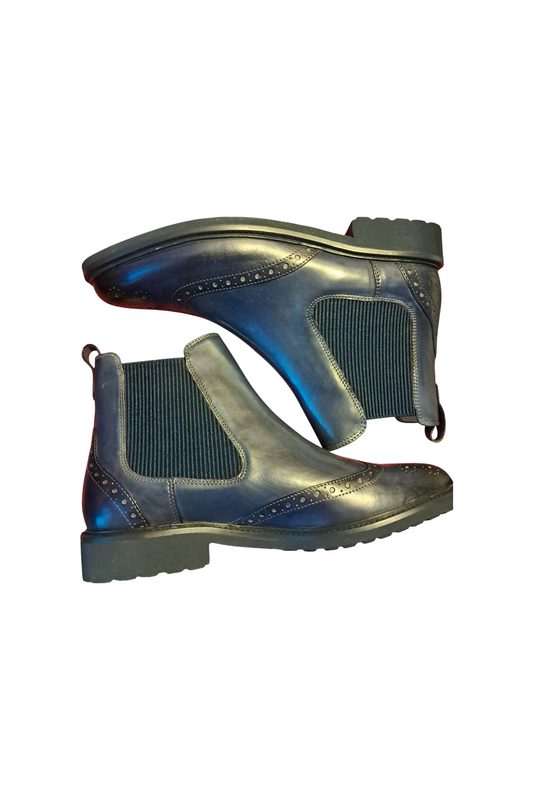 Neues Paar blaue Stiefeletten