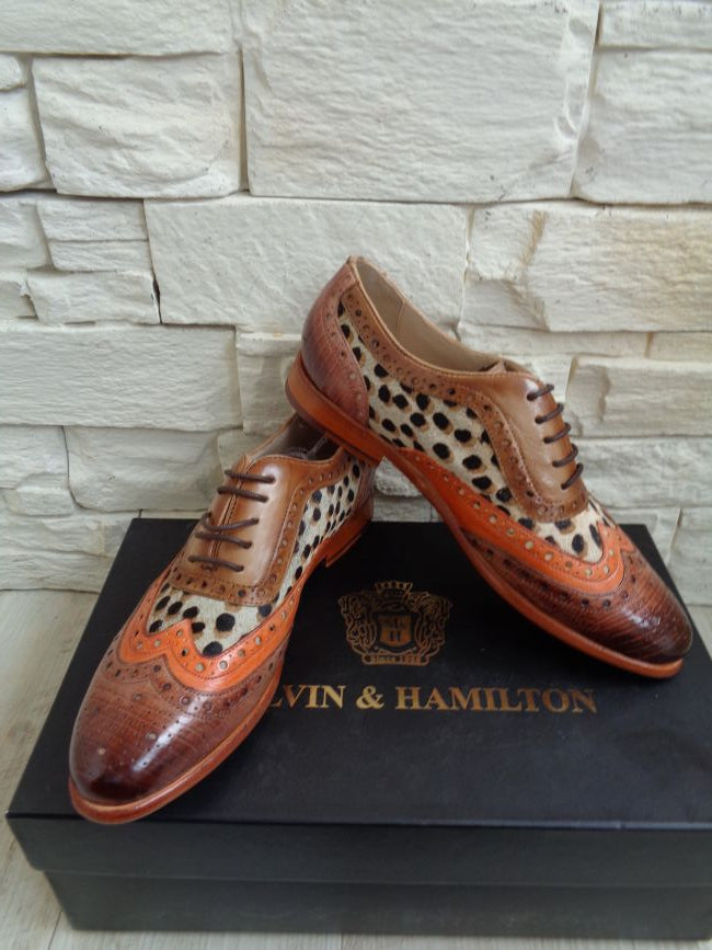 Wunderschöne Selina 56 Oxfords Modell Vegas Lizzard / Vegas Mild Orange