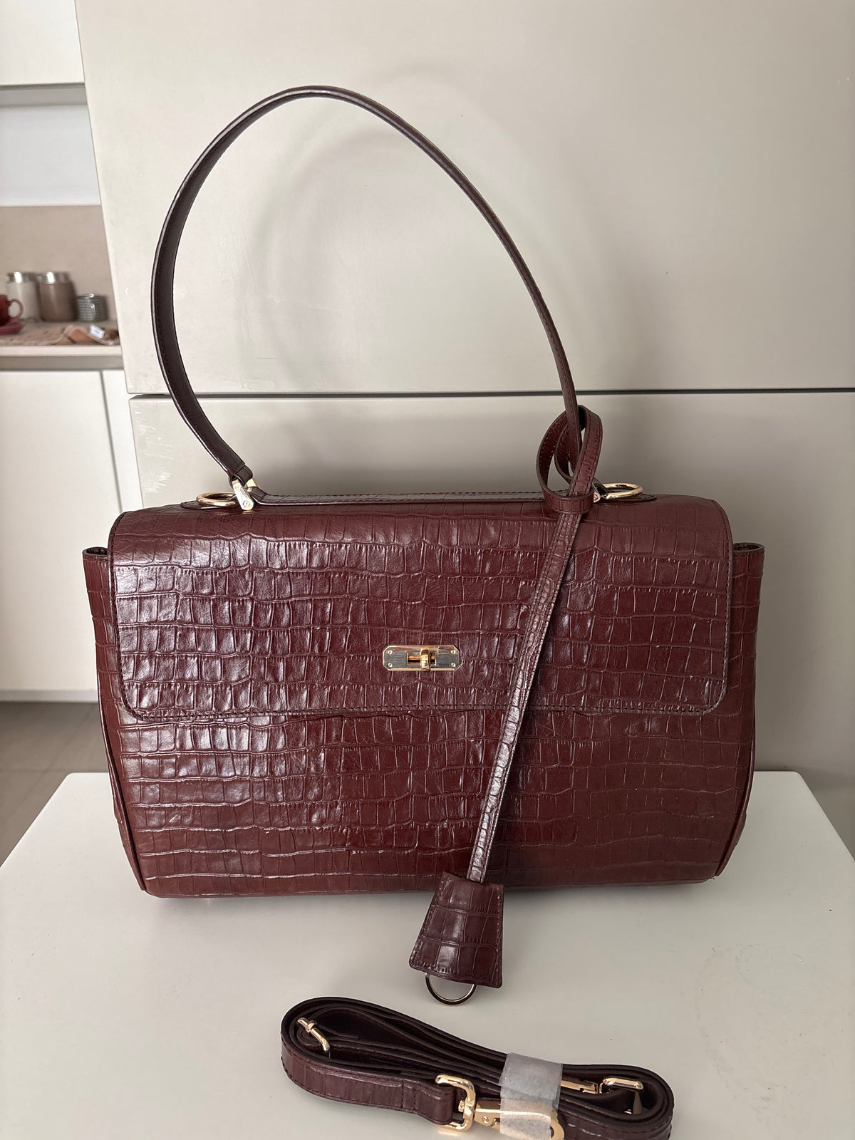 Braune Lederhandtasche Matera