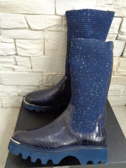 Bottes Elena 9 Vegas Crock Navy Textile Brina