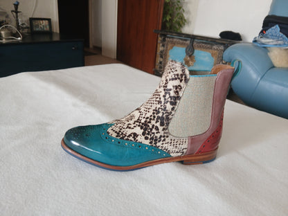 SELINA 29 Bleu-Elastic lino -Beige- Turquoise