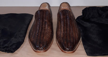 Leonardo - Geflochtene braune Loafer - Größe 44 nie getragen-