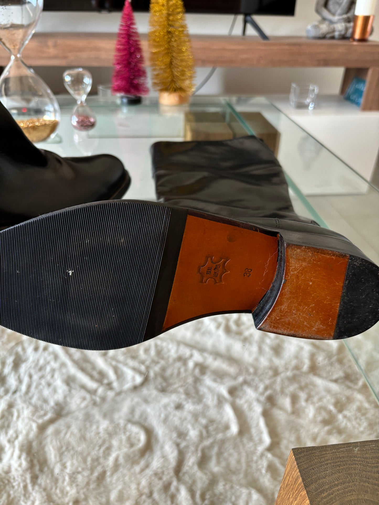 Bottes noires en cuir